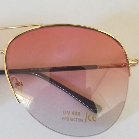 Sunglasses, Aviator Style, Red&Grey lenses,  gold - Picture 6 of 6